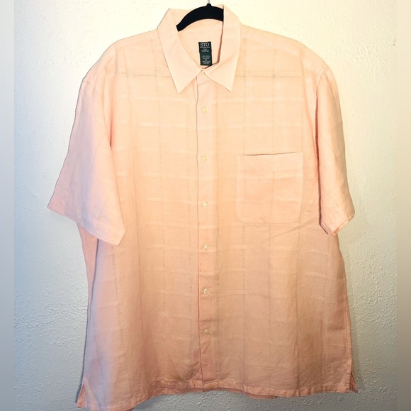 Cubavera Other - Susquehanna Trail Outfitters Men Size XL Linen Cotton Blend Pink Peach Shirt